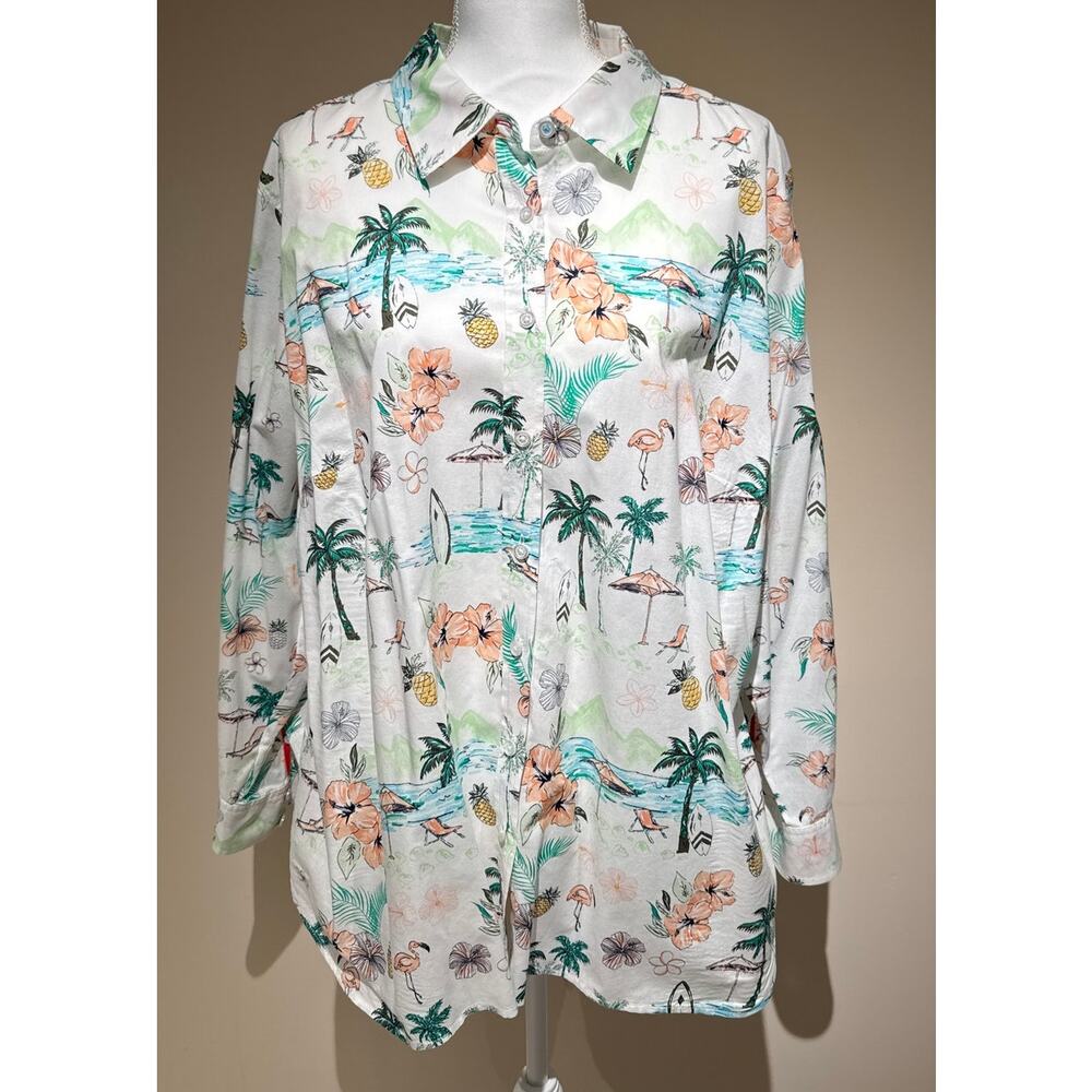 Talbots 100% Cotton Long Sleeve Button Down Shirt 2X